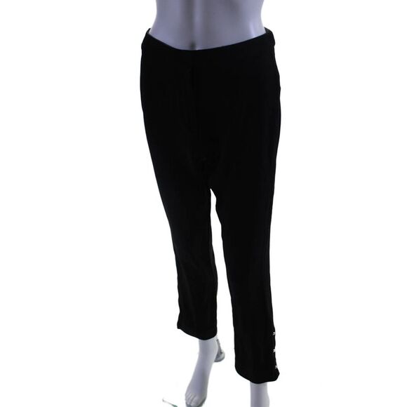 Jason Wu Womens Double Hook and Eye Straight Leg Studded Pants Black Size 6 - Picture 2 of 6